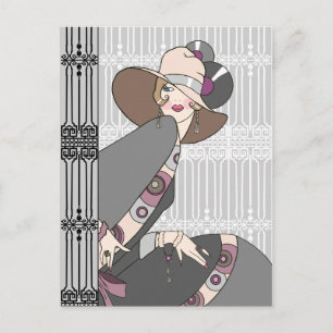 Shelby, Dame in Grau und Rose, 1930er Jahre Postkarte