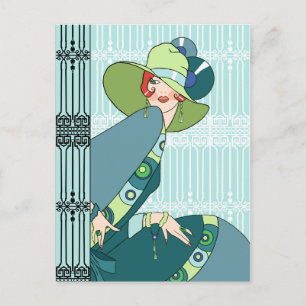Shelby, Lady in Aqua aus den 30er Jahren und Aquam Postkarte
