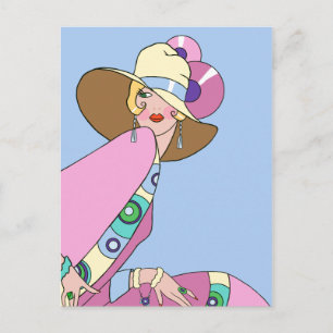 Shelby, Lady in Blau und Rosa aus den 1920er Jahre Postkarte