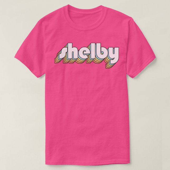 Shelby Retro Rainbow Typografie Faded Style T-Shirt (Design vorne)