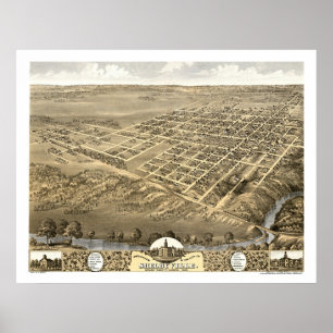 Shelbyville, IL Panorama Karte - 1869 Poster