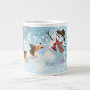 Sheldon der Sheltie und der Schneemann Jumbo-Tasse