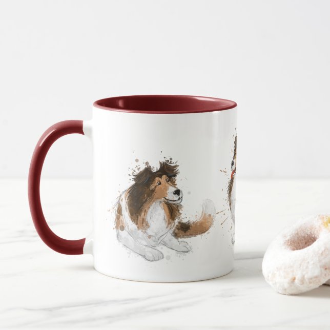 Sheldon the Sheltie Drei Posen Tasse (Mit Donut)