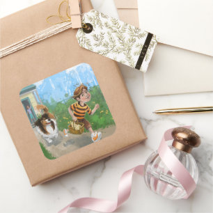 Sheldon und Davie Adventure Quadratischer Aufkleber