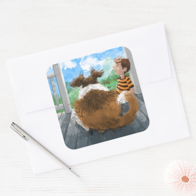 Sheldon und Davie Relaxing Quadratischer Aufkleber (Umschlag)