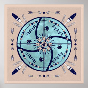 Sheling Moon Native Symbol Mandala Poster Print