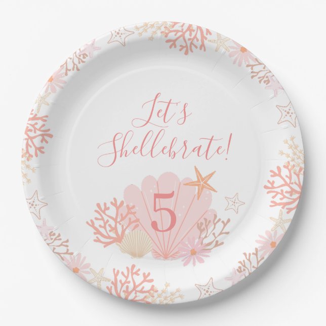 Shell Girl Birthday Party Plates Pappteller (Vorderseite)