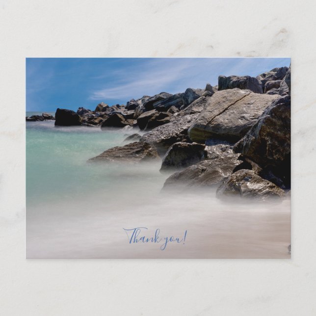 Shell Island Felsen und Wellen Danke Postkarte (Vorderseite)