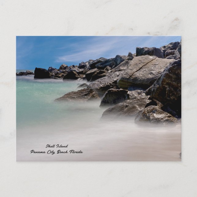 Shell Island Felsen und Wellen Postkarte (Vorderseite)