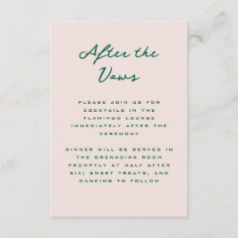 Shell Pink and Green Simple Reception Begleitkarte