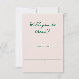 Shell Pink and Green Simple RSVP Card Karte