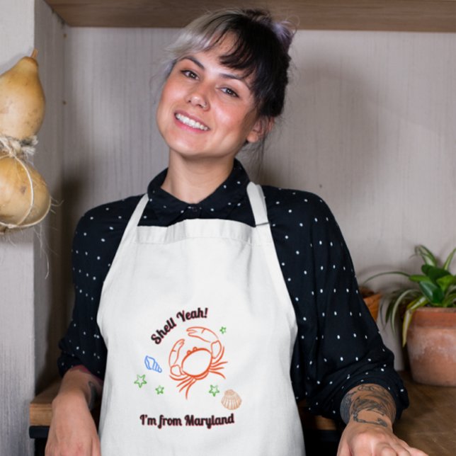 "Shell Yeah! I'm from Maryland" Crab Apron Lange Schürze (Von Creator hochgeladen)