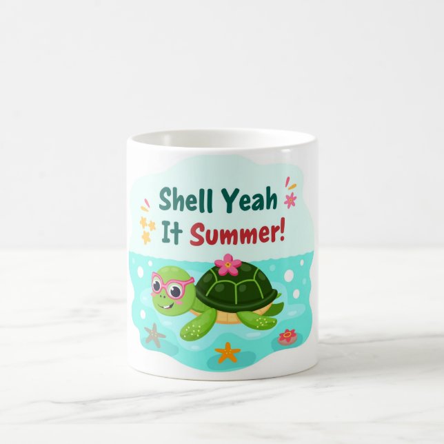 Shell Yeah It’s Summer Sea Turtle Mug Kaffeetasse (Mittel)