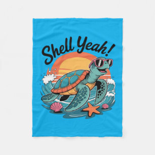 Shell Yeah Süße Schildkröte Ozean Strand Wortspiel Fleecedecke