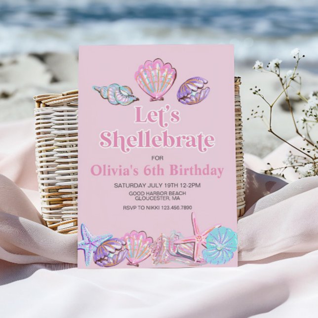 Shellebrate Seashell Beach Geburtstag Einladung (Von Creator hochgeladen)