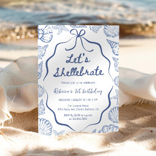 Shellebrate Seashell-Küsten-1. Geburtstag Einladung