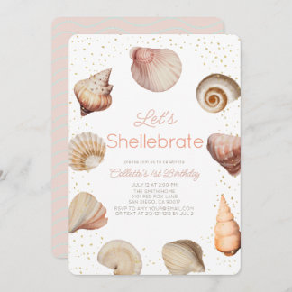 Shellebrate Seashell Realistischer 1. Geburtstag Einladung