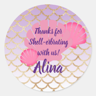 Shellerbrate Gastgeschenk für unter Meer Meerjungf Runder Aufkleber