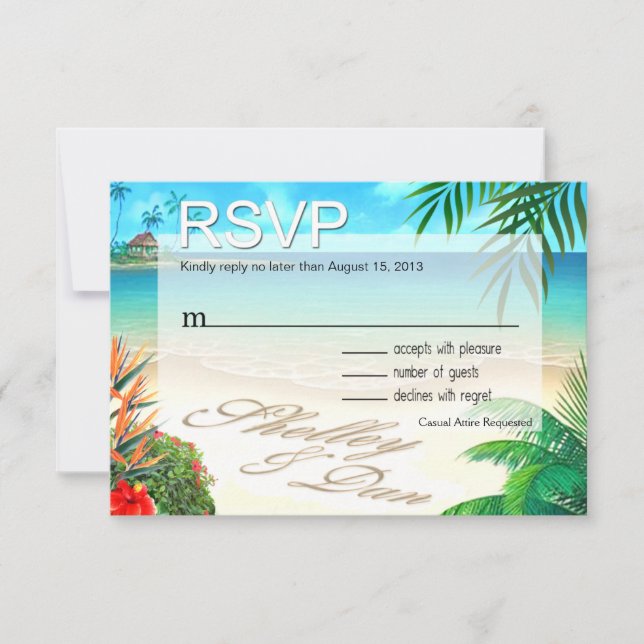 Shelley & Dan Exotic Beach UAWG ::custom: RSVP Karte (Vorderseite)
