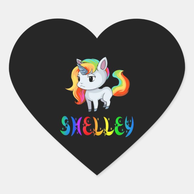 Shelley Unicorn Herz-Aufkleber (Vorderseite)