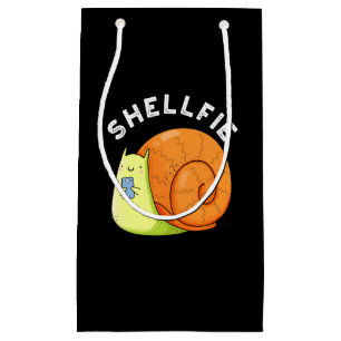 Shellfie Funny Snail Selfie Pun Dark BG Kleine Geschenktüte
