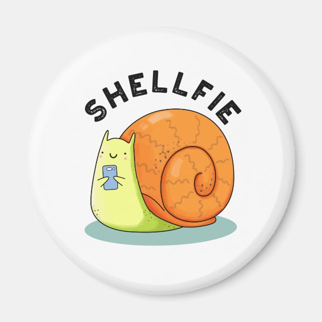 Shellfie Funny Snail Selfie Pun Magnet (Vorne)