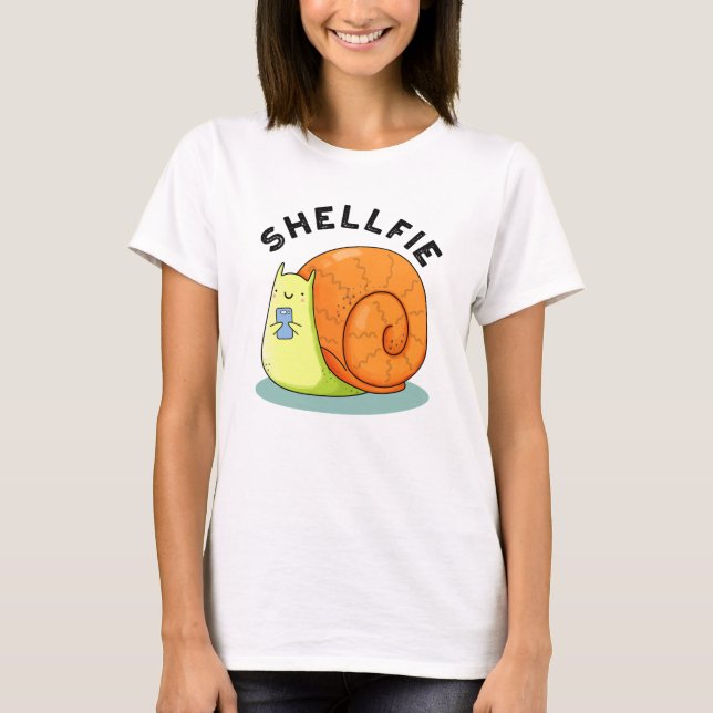 Shellfie Funny Snail Selfie Pun T-Shirt (Vorderseite)