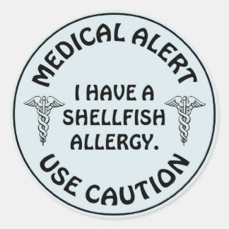 SHELLFISH ALLERGY RUNDER AUFKLEBER