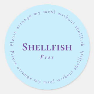 Shellfish Free Request Sticker, Light blue, Purple Runder Aufkleber
