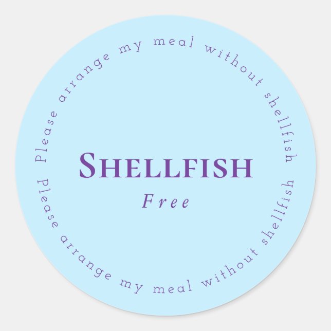 Shellfish Free Request Sticker, Light blue, Purple Runder Aufkleber (Vorderseite)