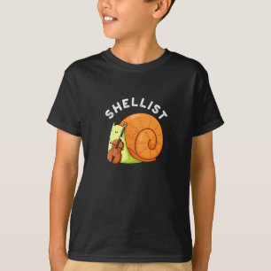 Shellist Funny Snail Cello Pun Dark BG T-Shirt