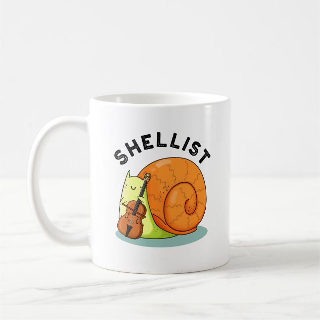 Shellist Funny Snail Cello Pun Kaffeetasse (Links)