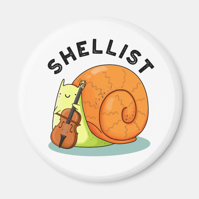 Shellist Funny Snail Cello Pun Magnet (Vorne)