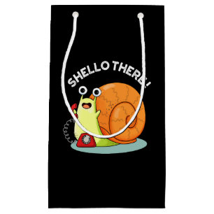 Shello There Funny Snail Hello Pun Dark BG Kleine Geschenktüte