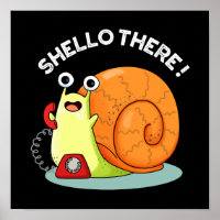Shello There Funny Snail Hello Pun Dark BG