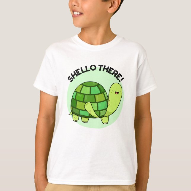 Shello There Funny Tortoise Pun T-Shirt (Vorderseite)