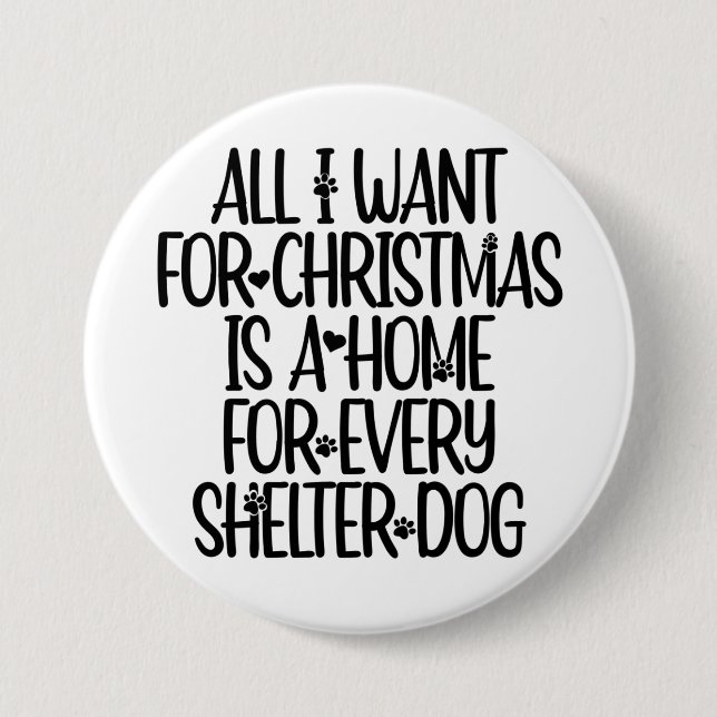 Shelter Hund Weihnachtsknopf Button (Vorderseite)