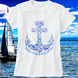 Shelter Island NY Nautical Anchor Art T-Shirt