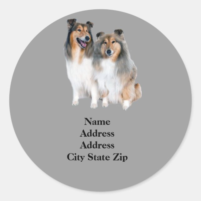 Sheltie Address-Label Runder Aufkleber (Vorderseite)