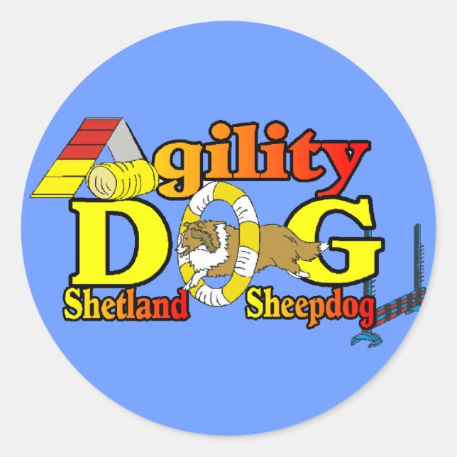 Sheltie Agility Shetland Sheepdog Geschenke Runder Aufkleber (Vorderseite)
