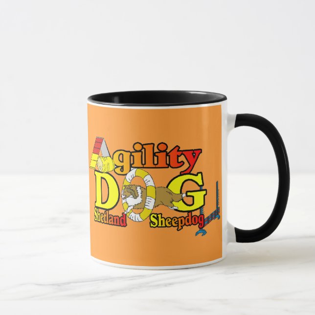 Sheltie Agility Shetland Sheepdog Geschenke Tasse (Rechts)
