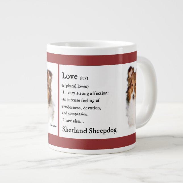 Sheltie Art Liebe ist Jumbo-Tasse (Vorderseite Rechts)