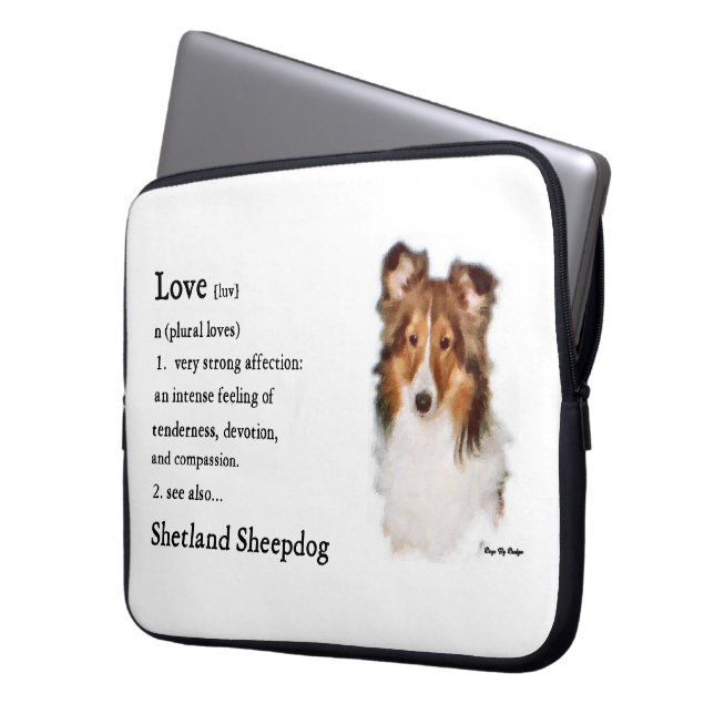 Sheltie Art Liebe ist Laptopschutzhülle (Vorderseite Links)