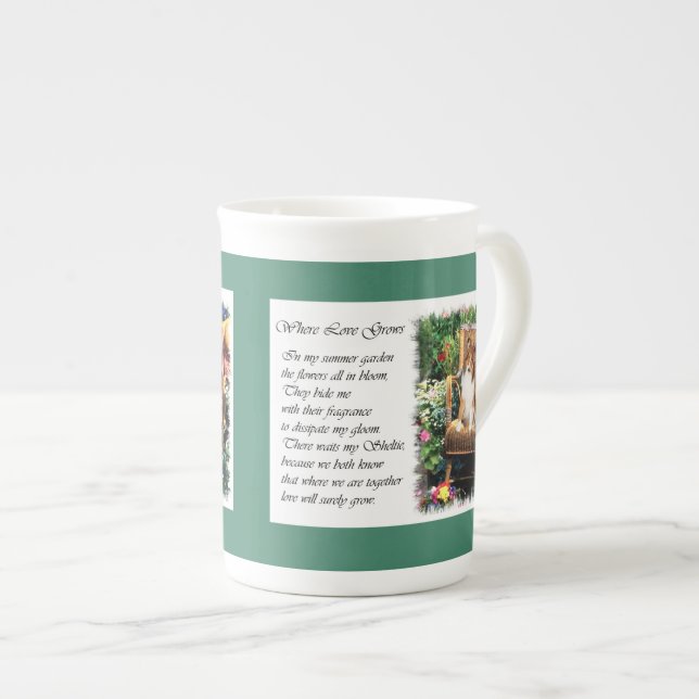 Sheltie Art spendet Sommergarten Prozellantasse (Vorderseite Rechts)