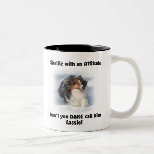 Sheltie Attitude-Tasse Zweifarbige Tasse (Rechts)