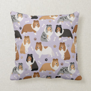 Sheltie Bones and Paws Throw Pillow Kissen