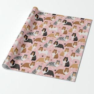 Sheltie Bones and Paws Wrapping Paper Geschenkpapier