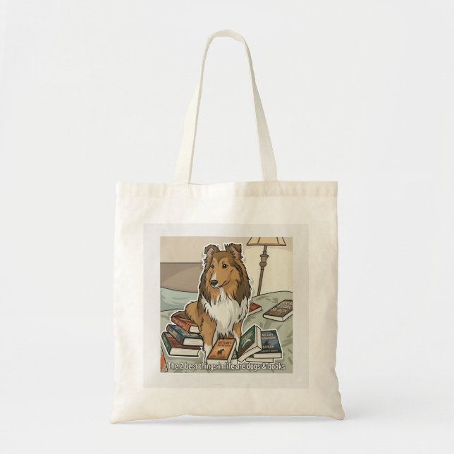 Sheltie & Bücher Tragetasche (Vorne)