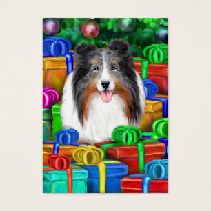 Sheltie Christmas Blue Merle Flachkarten