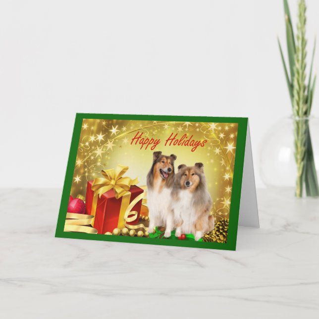 Sheltie Christmas Card Geschenke Feiertagskarte (Vorderseite)